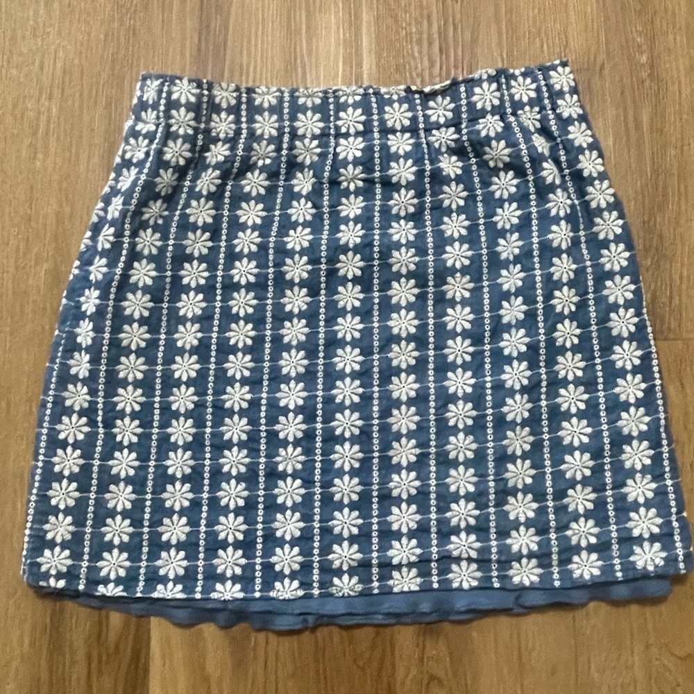 Francesca’s blue rain embroidered skirt